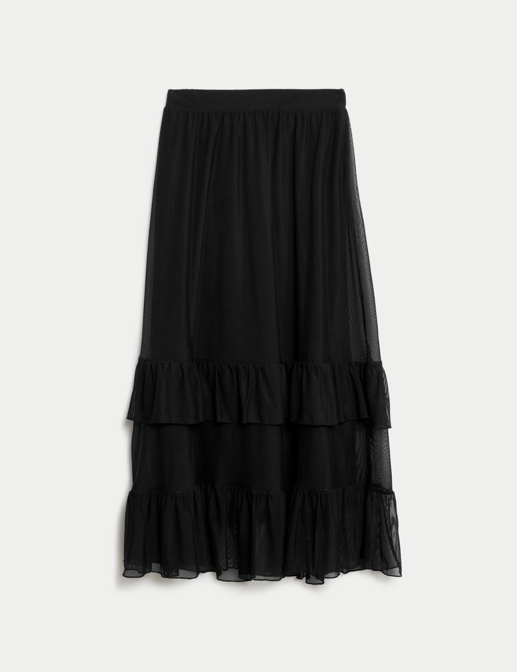 Jersey Ruffle Midaxi Tiered Skirt