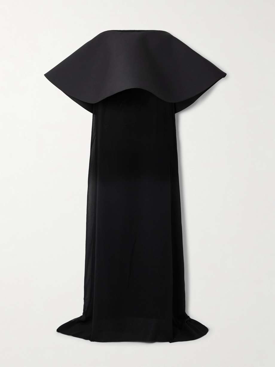 La Robe Vela strapless wool and silk blend and chiffon gown