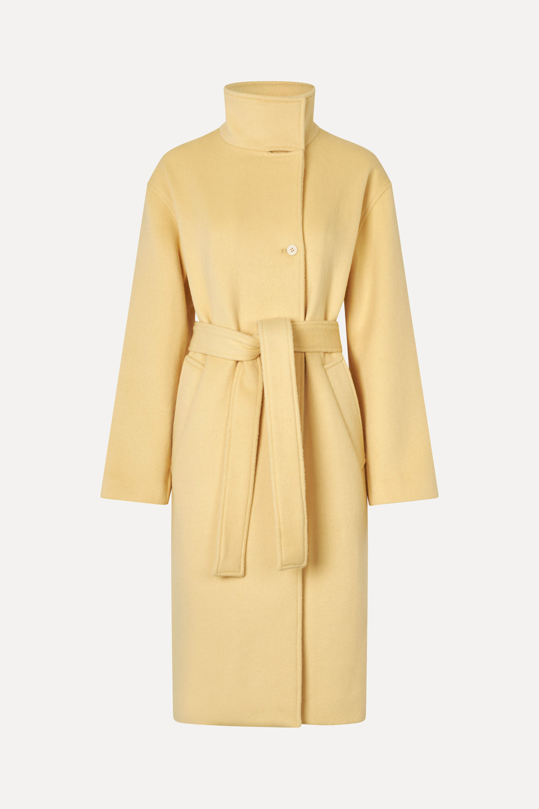 Long Sleeve High Collar Coat Butter Milk