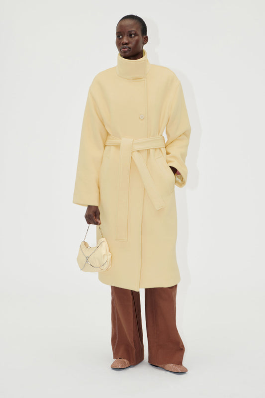 Long Sleeve High Collar Coat Butter Milk