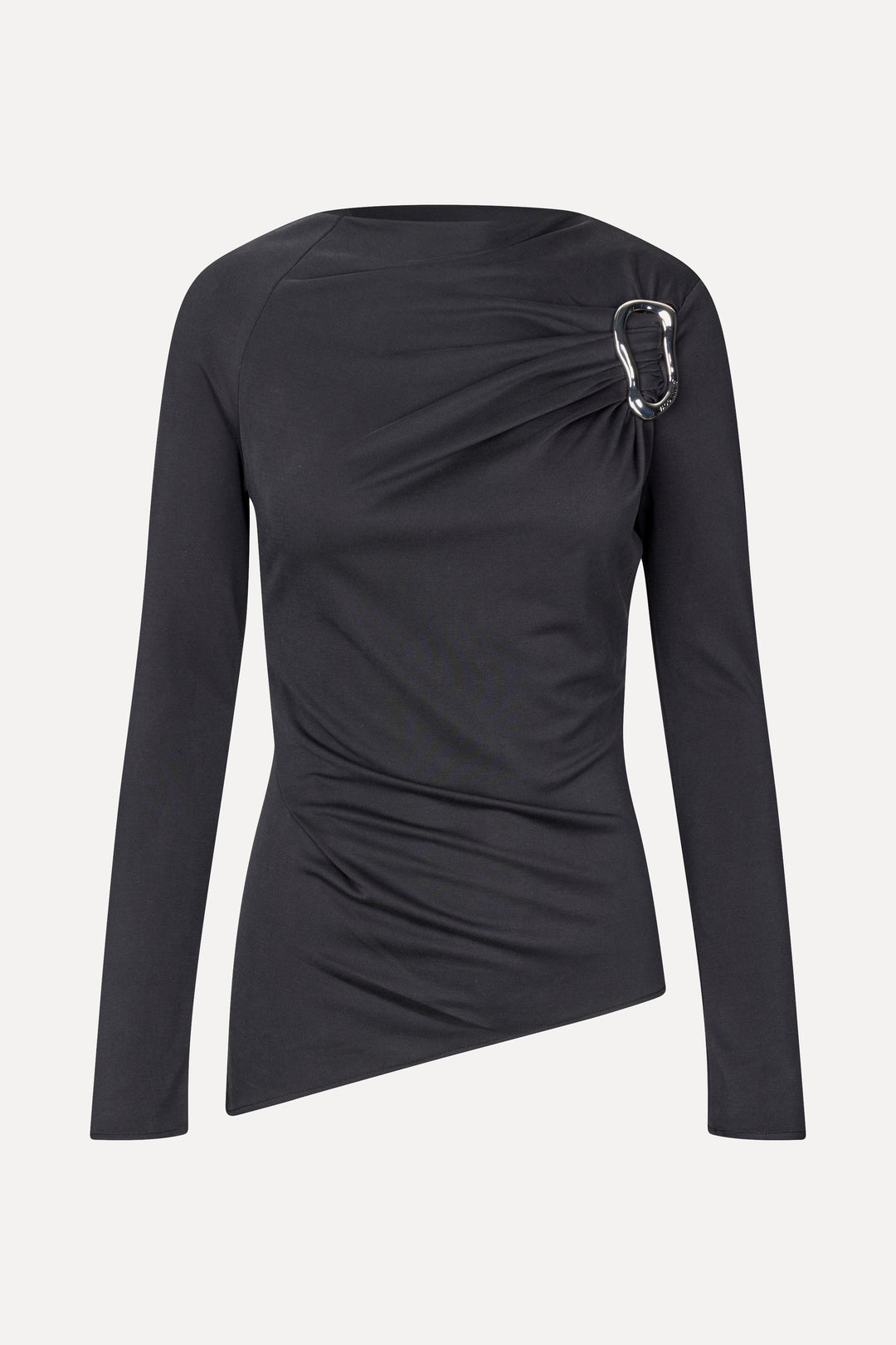 Long Sleeve Top With Fixed Buckle Jet Black