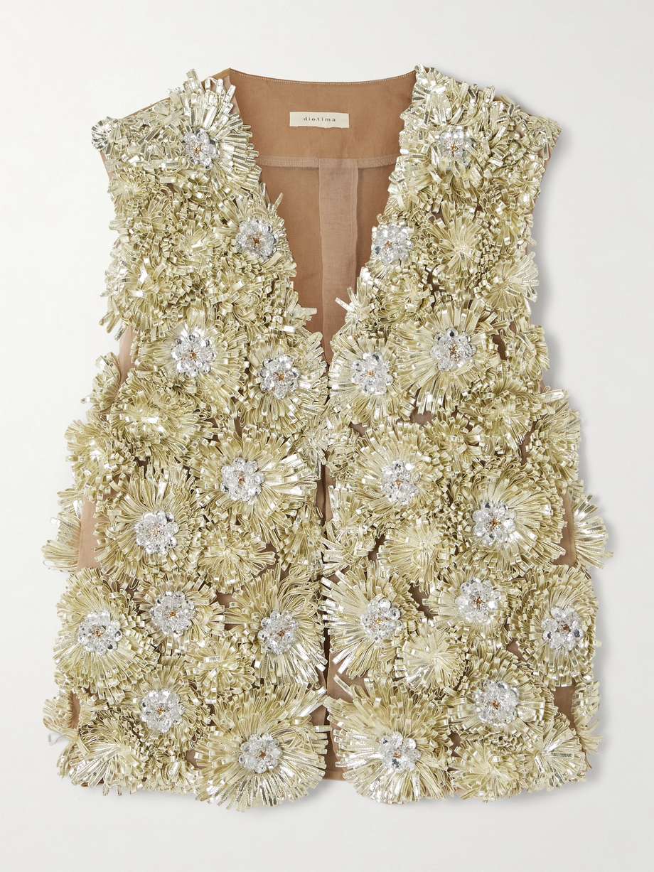 Lorimers embellished silk organza and cotton twill vest