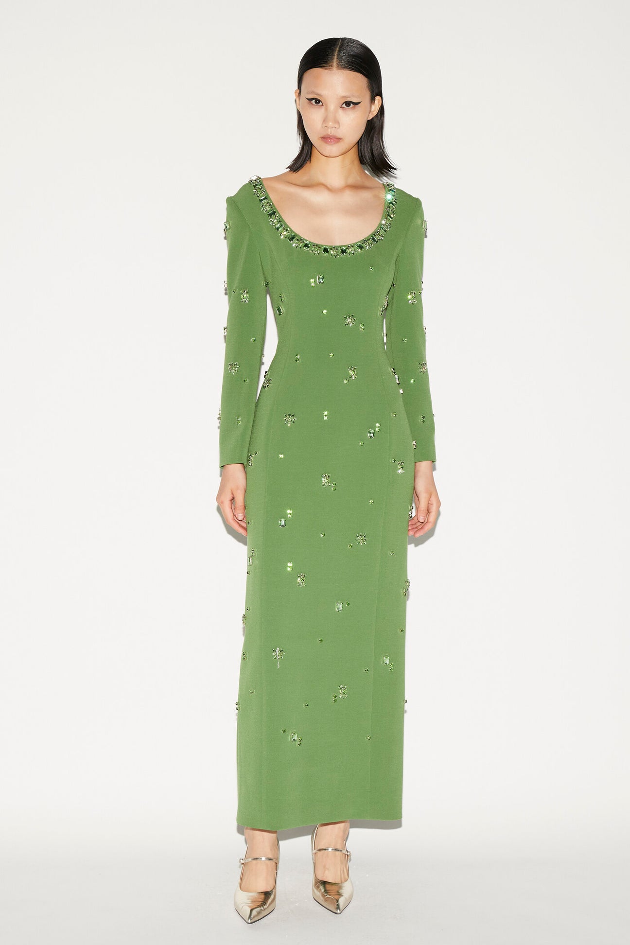 Madelyn Dress Emerald Embellished Crepe