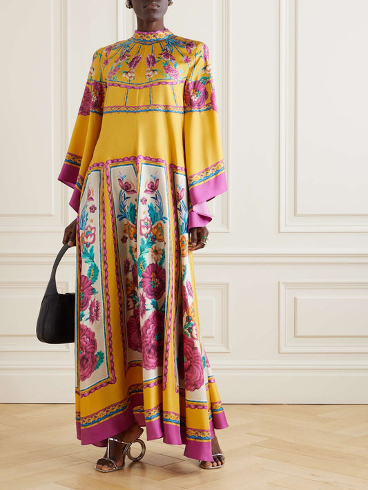 Magnifico printed silk twill maxi dress