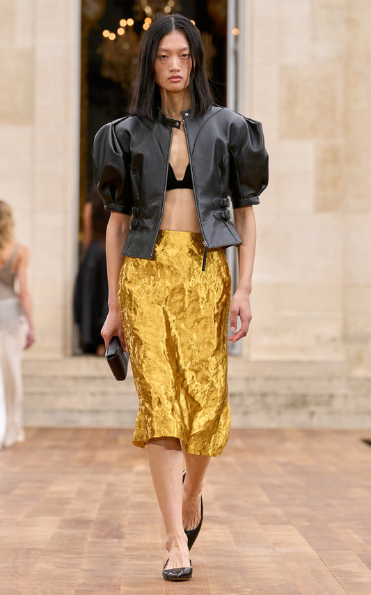 Manuela Foiled Silk Midi Skirt