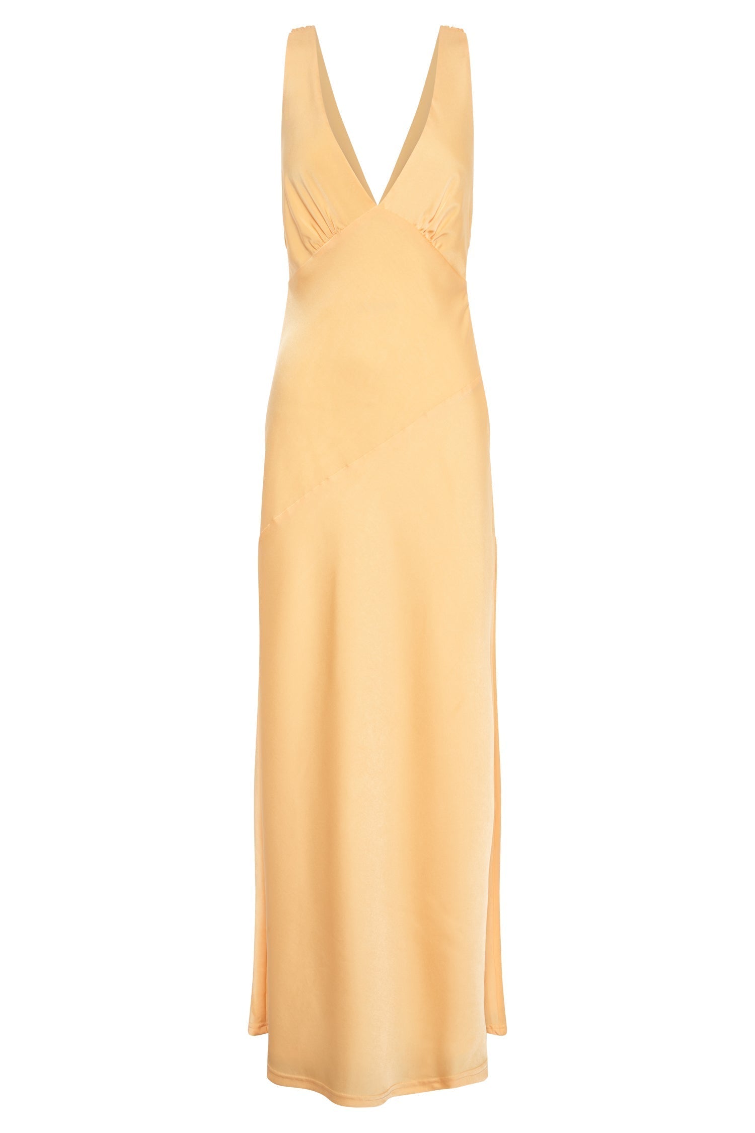 Maxi Satin Dress With Back Cowl Lemon