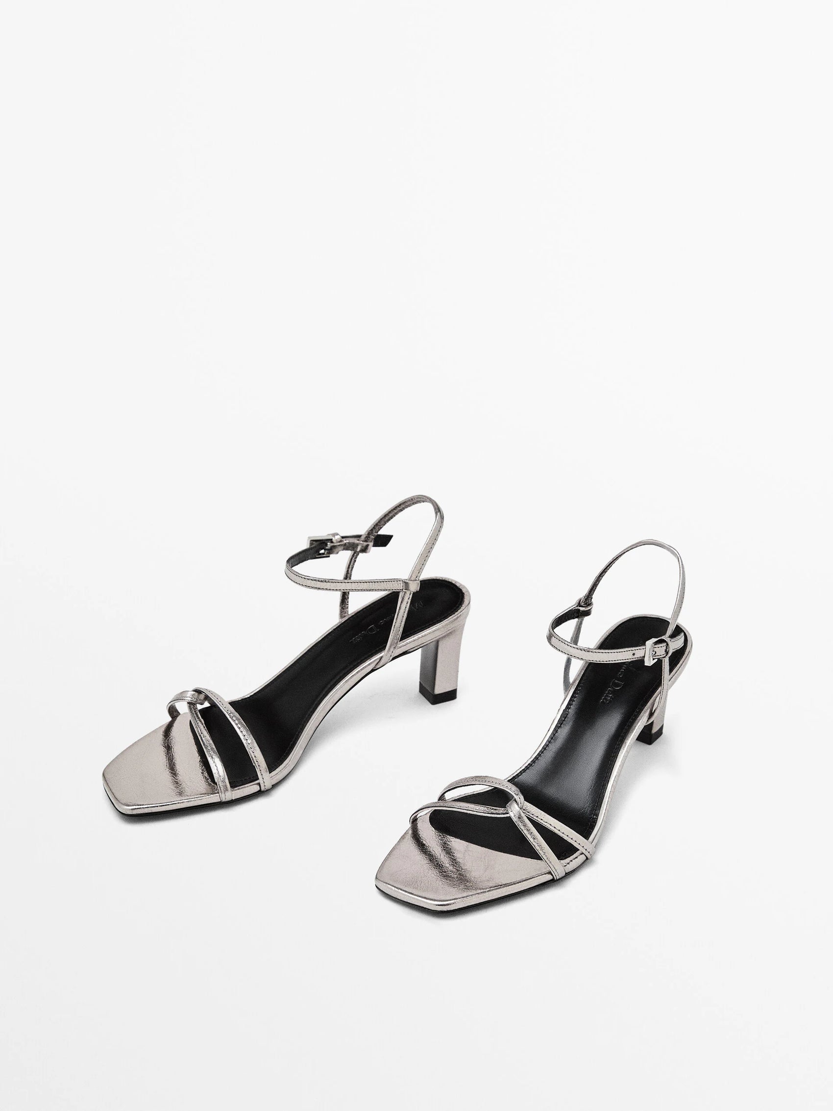 Metallic heel strappy sandals