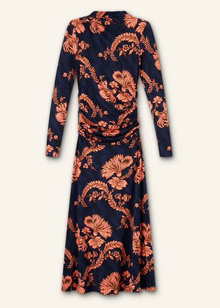 Midnight Floral Print Pleat Detail Dress