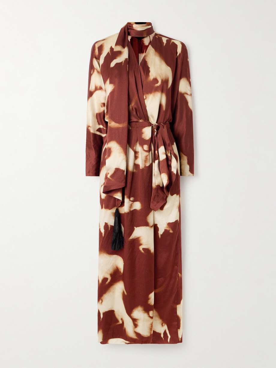 Mojave Trail tie dyed silk charmeuse wrap dress