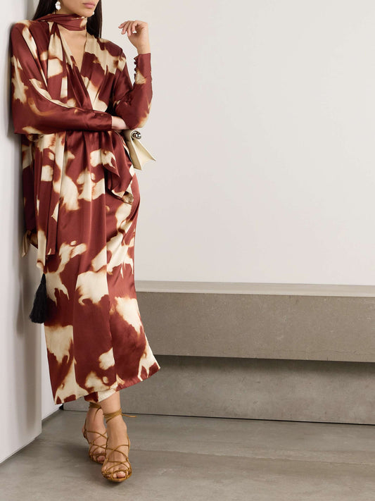 Mojave Trail tie dyed silk charmeuse wrap dress