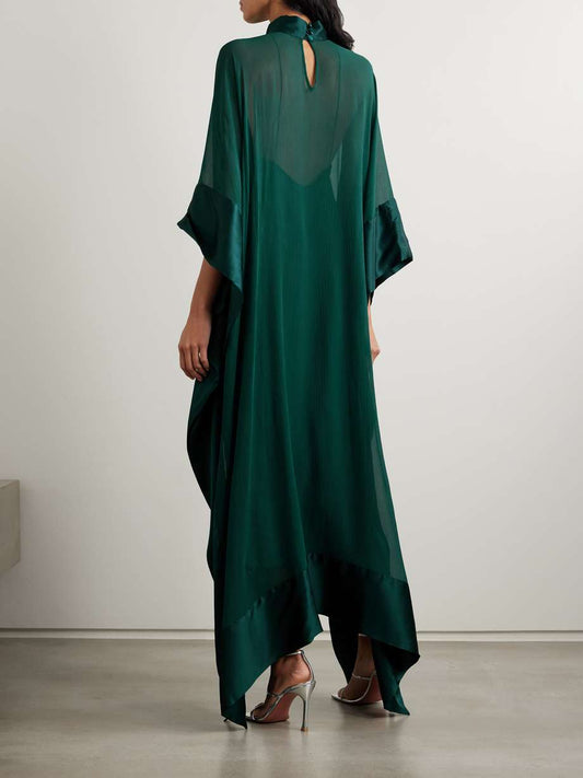 New Age Spirito satin trimmed silk chiffon gown