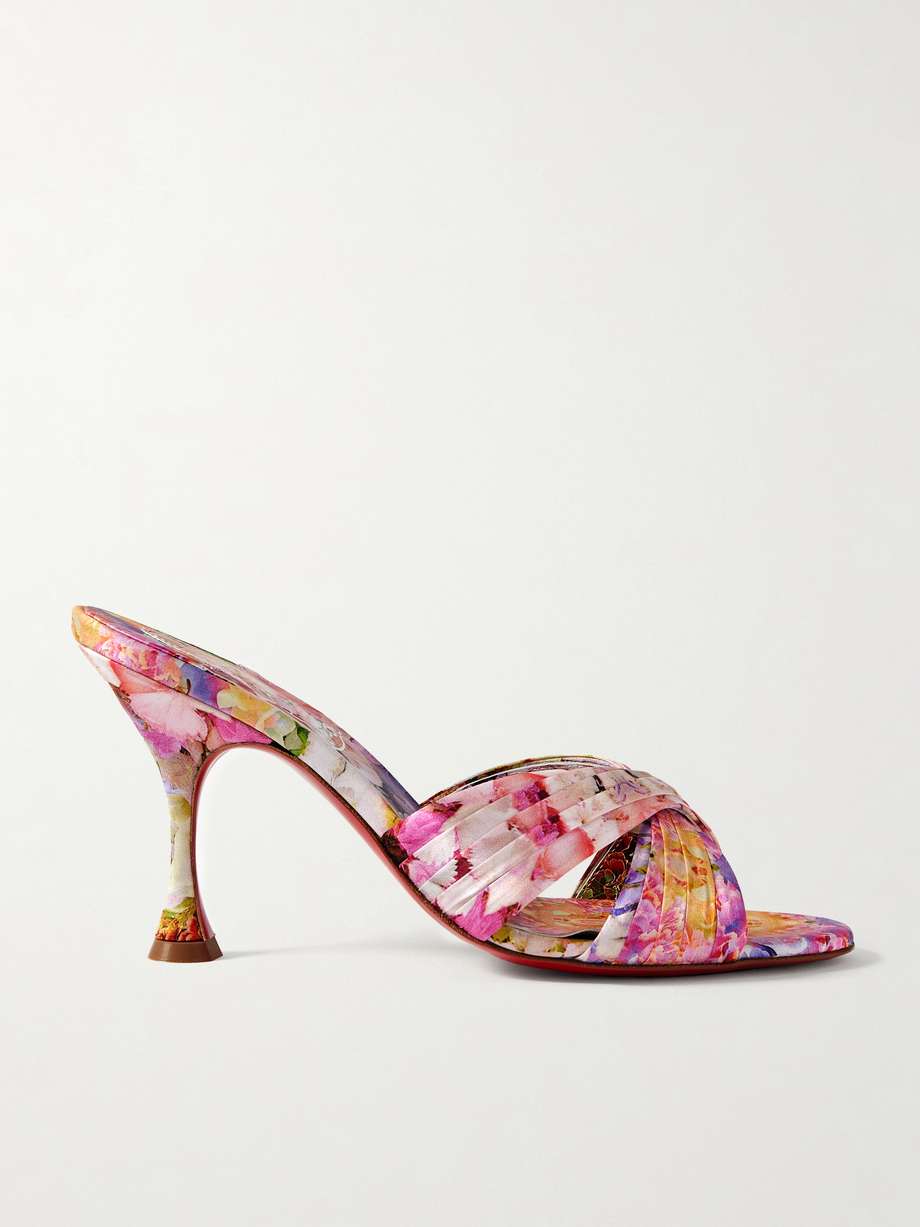 Nicol is Back 85 floral print satin mules