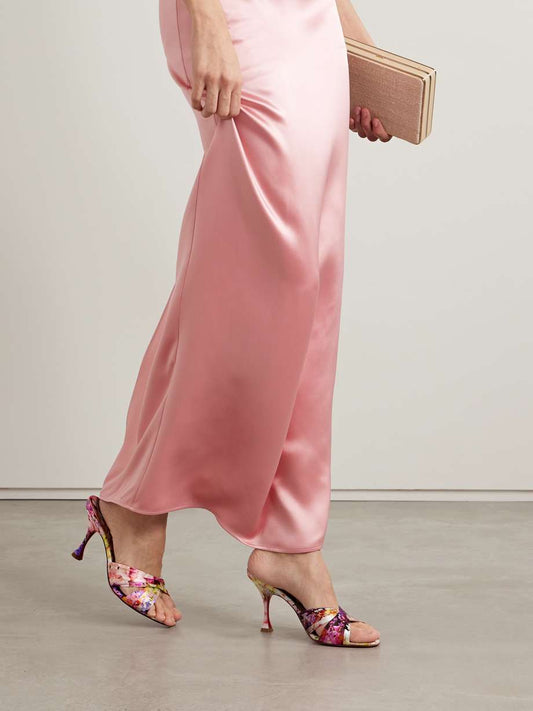 Nicol is Back 85 floral print satin mules