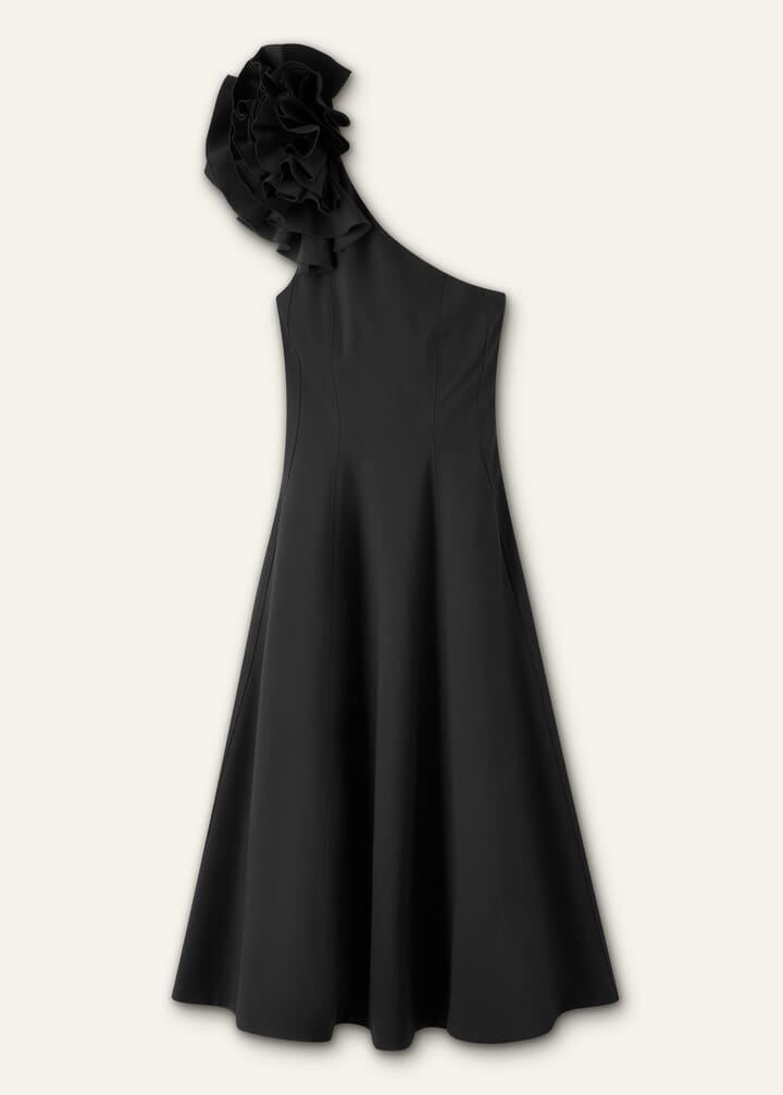 One Shoulder Midi Dress Corsage