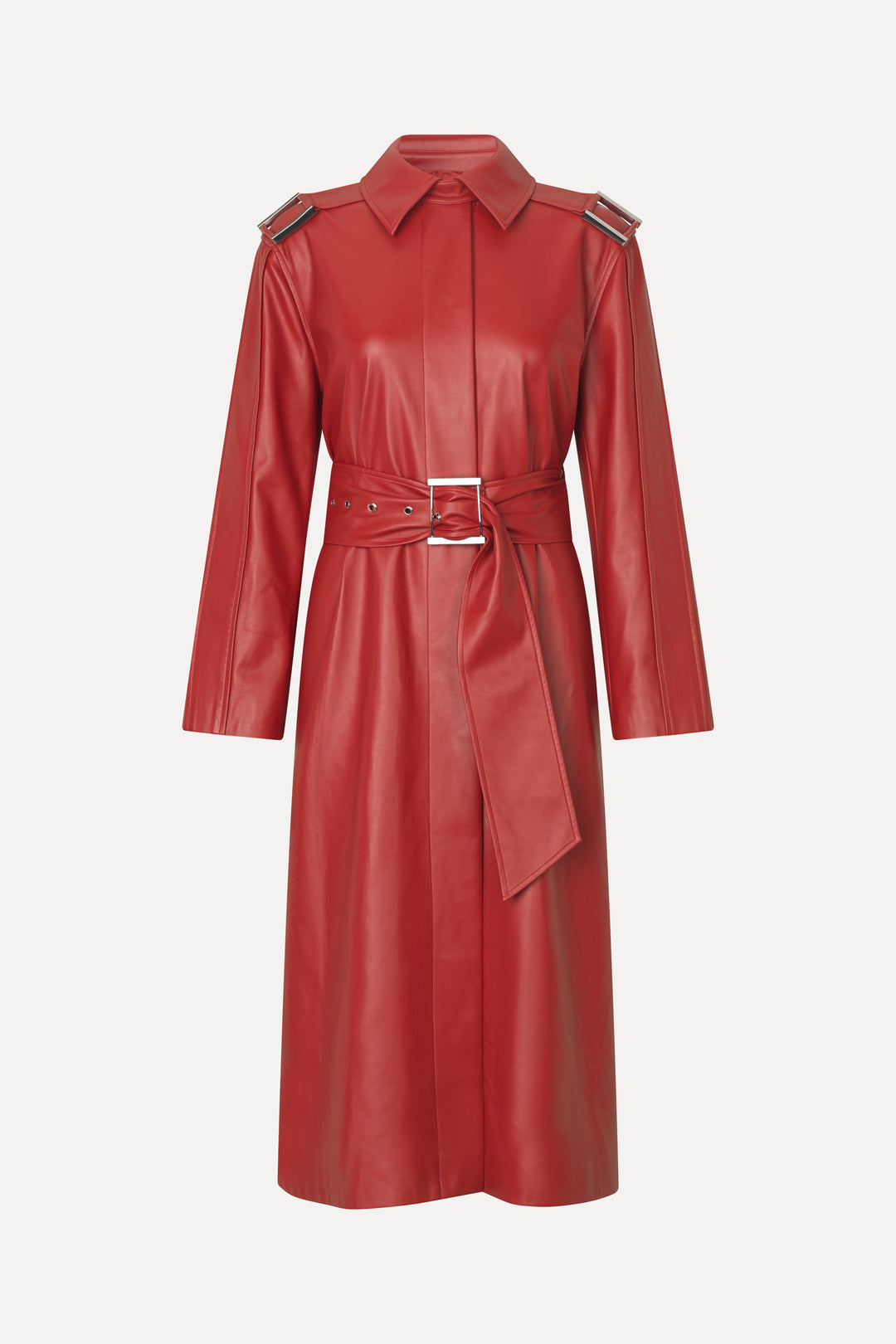 Oversized Trenchcoat With Buckle Belt Red Ochre