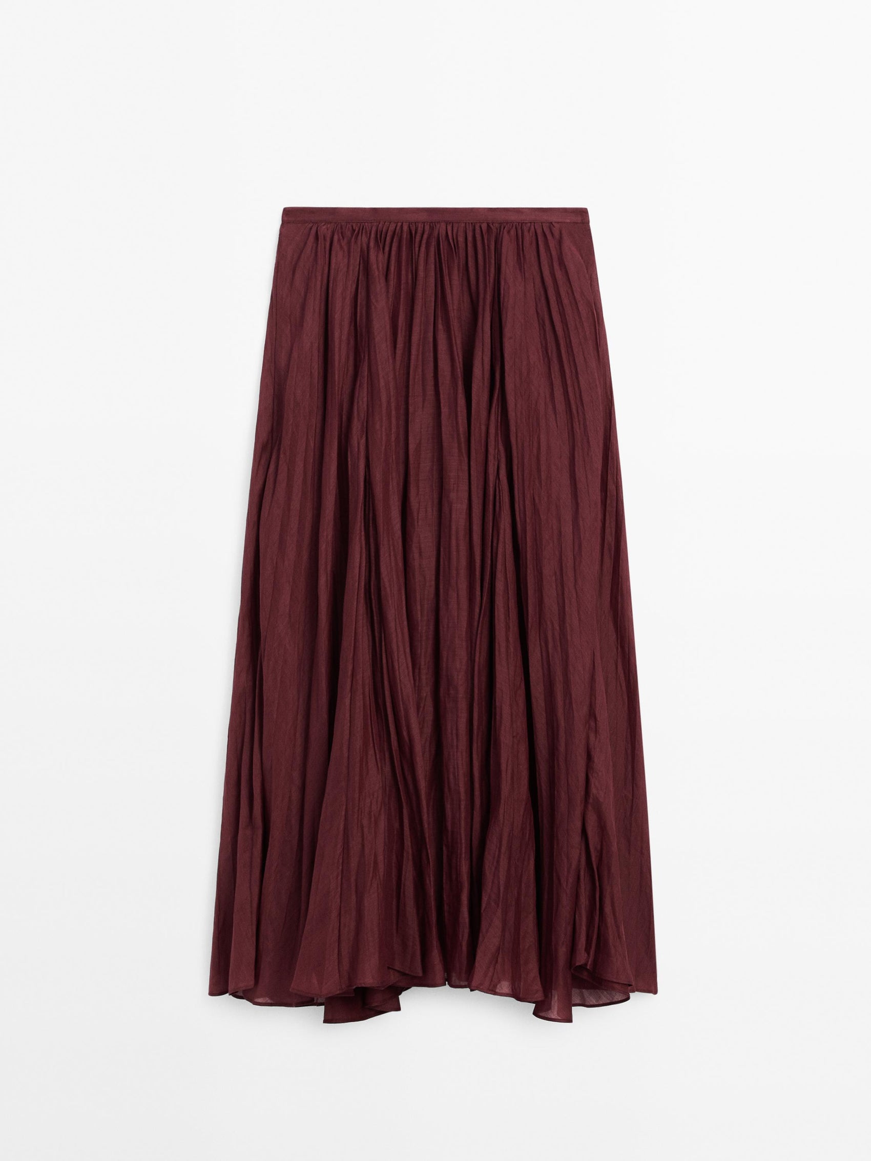 Pleated ramie midi skirt