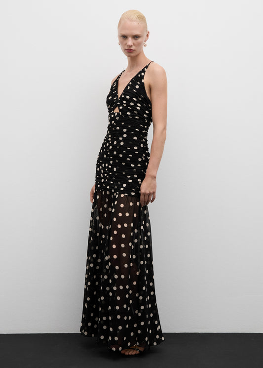 Polka dots draped dress