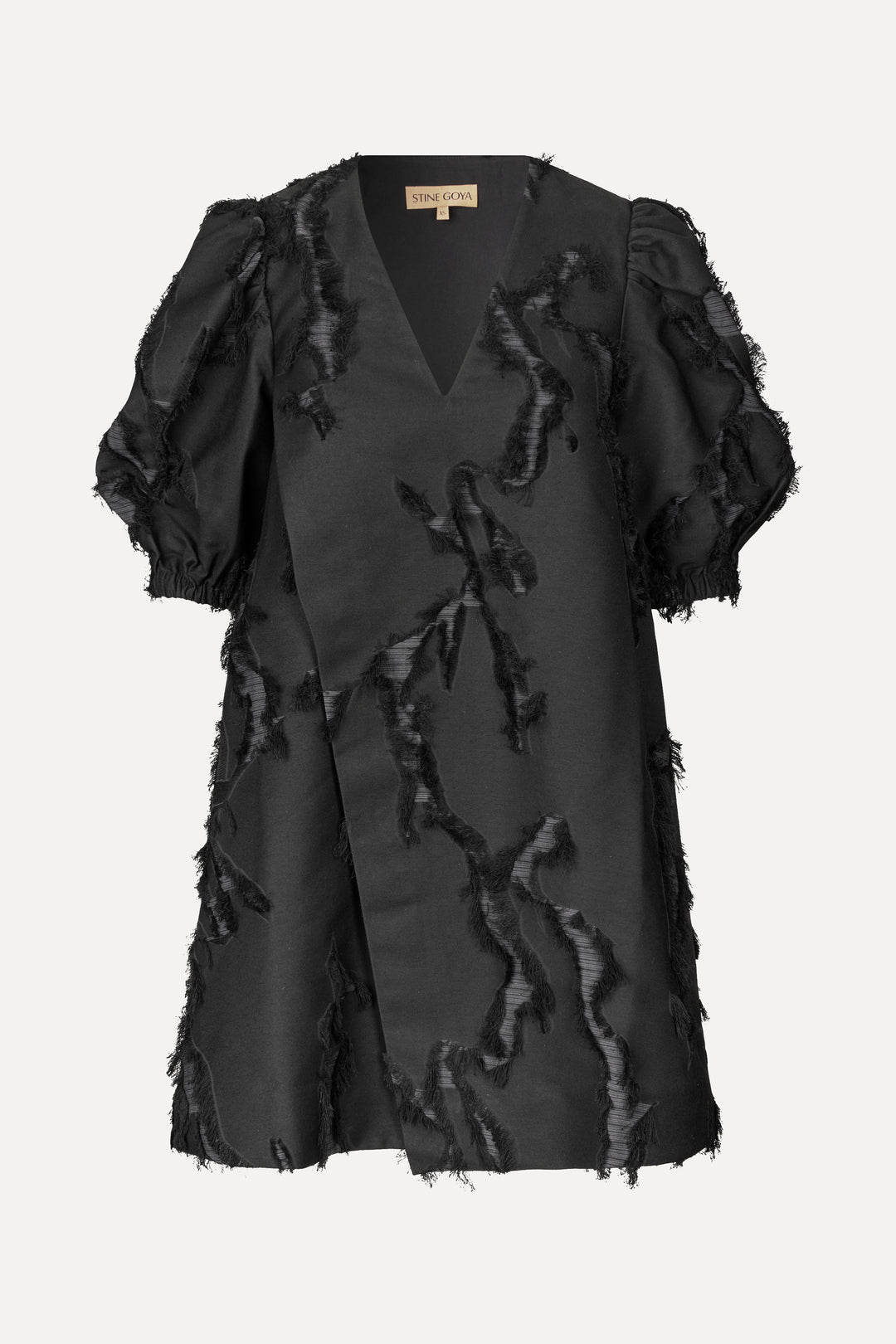 Puffy Sleeves Mini Dress Jet Black