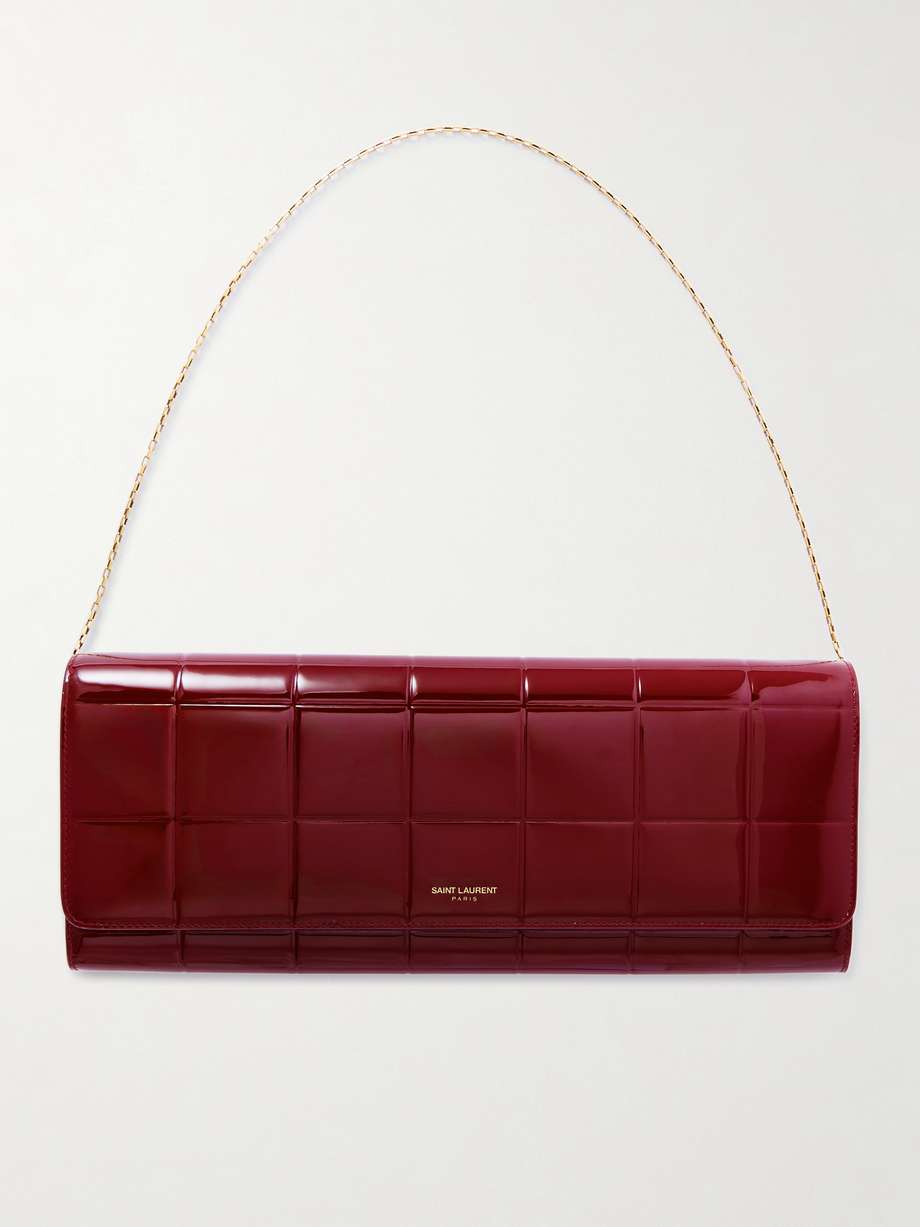 Quilted patent leather shoulder bag