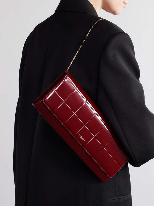 Quilted patent leather shoulder bag