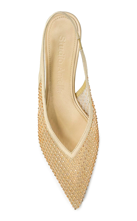 Razor Crystal-Mesh Slingback Pumps