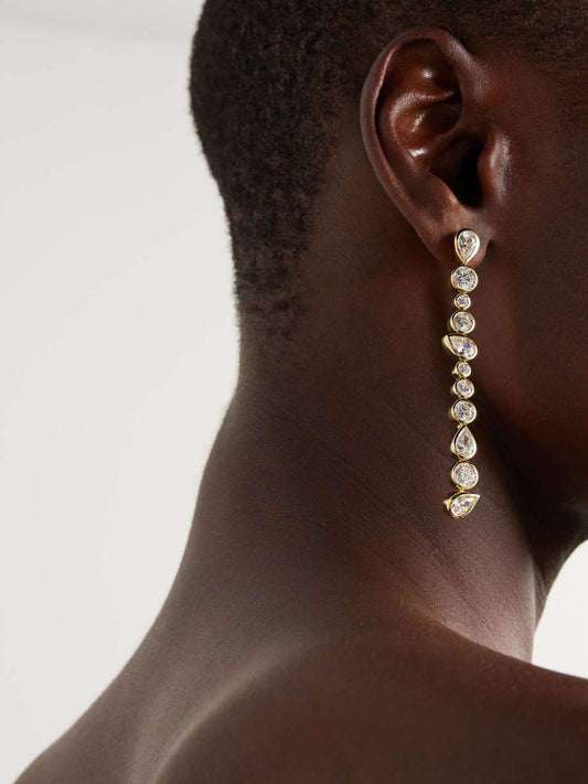 Recycled gold vermeil cubic zirconia and pearl earrings