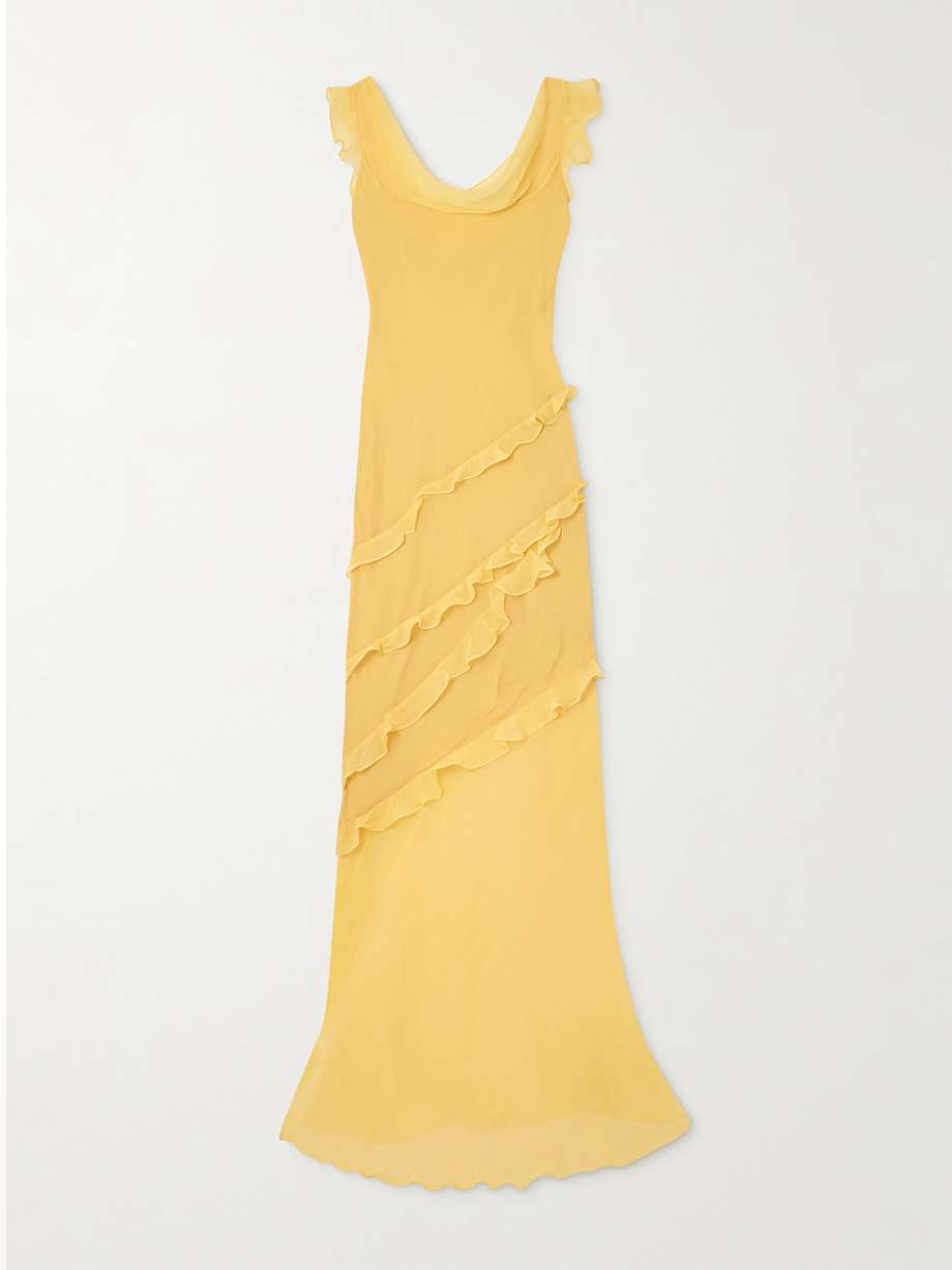 Renu ruffle trimmed silk blend chiffon maxi dress