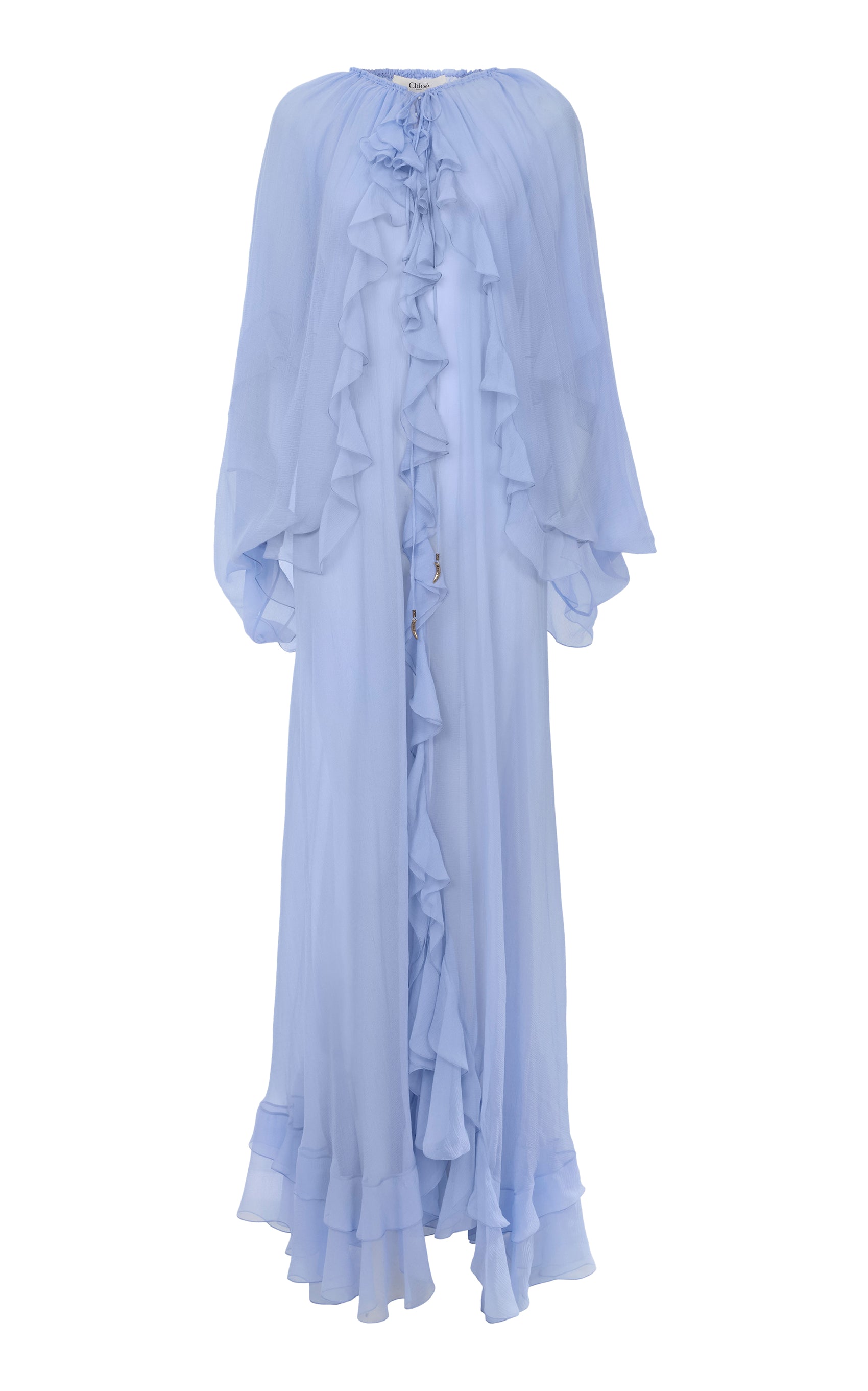 Ruffled Organic Silk Maxi Dress