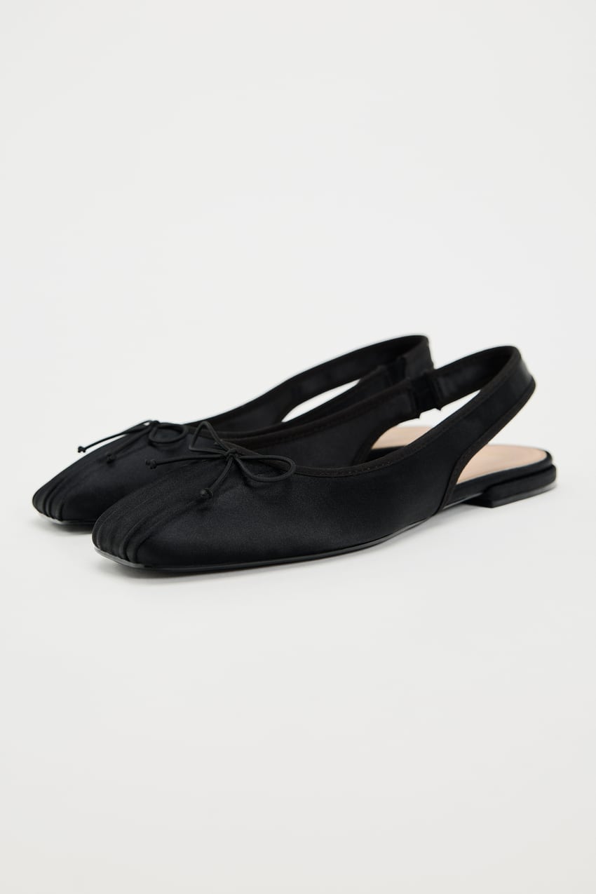 SATIN BALLET FLATS WITH BOW DETAIL