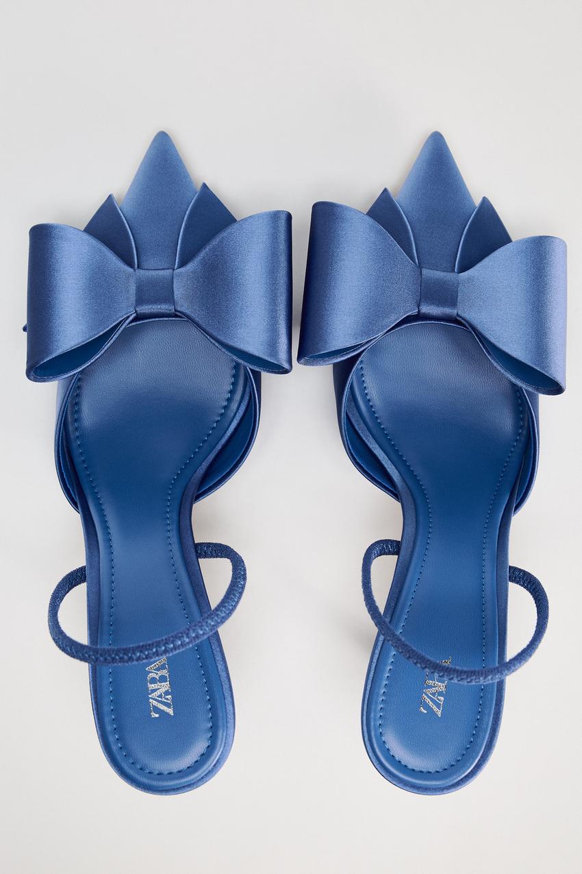 SATIN HIGH HEEL SHOES WITH BOW