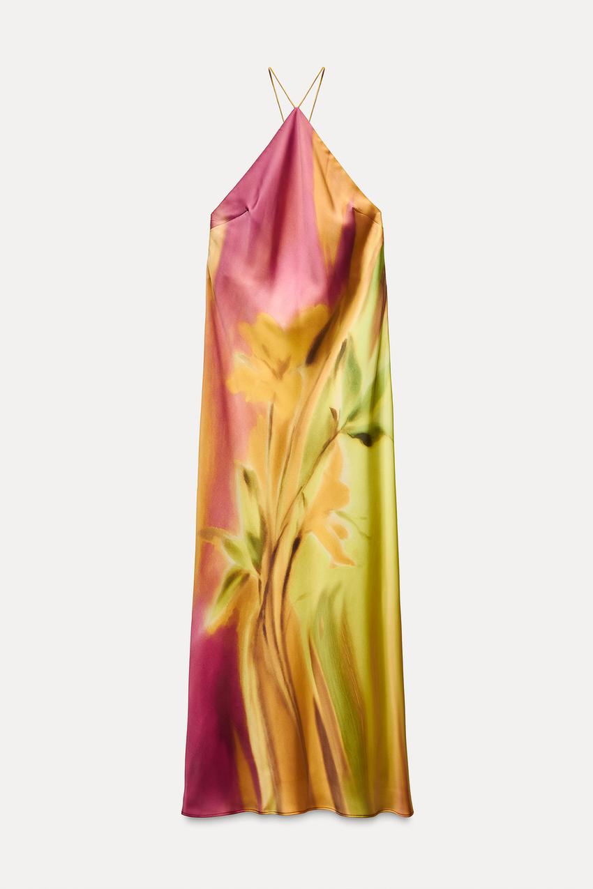 SATIN TIE DYE MIDI DRESS