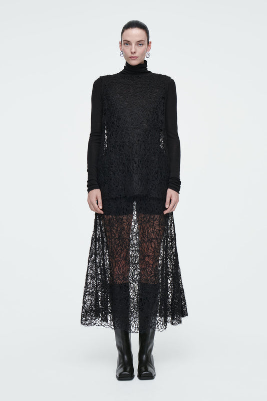 SHEER EMBROIDERED MOHAIR SKIRT