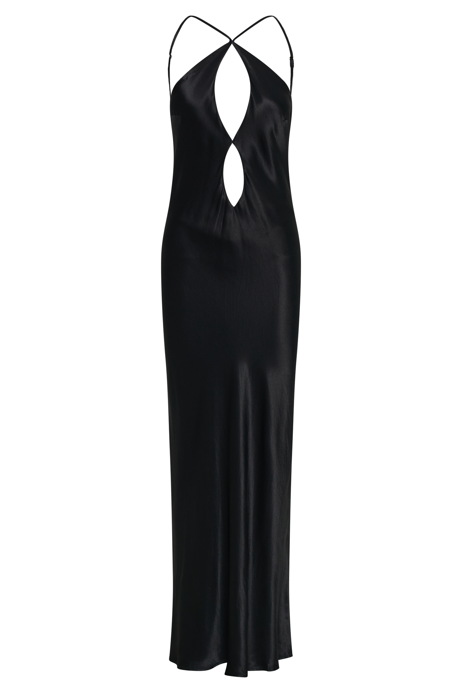 Satin Cut Out Maxi Dress Black