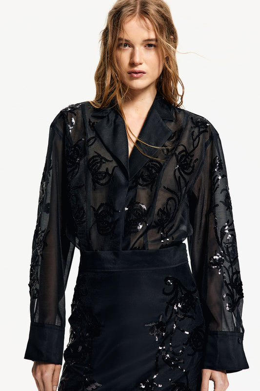 Sequined organza shirt