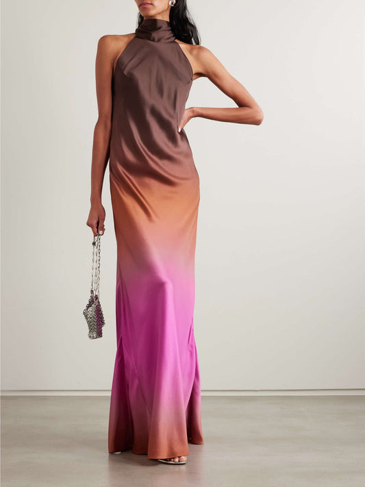 Sienna satin halterneck gown