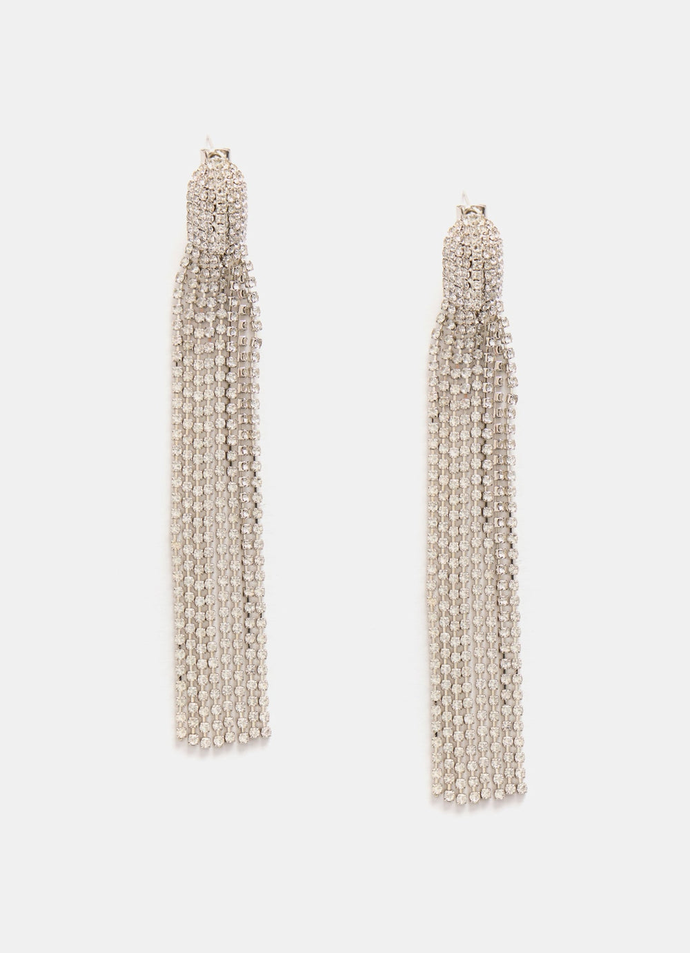 Silver Tone Statement Long Drop Earrings