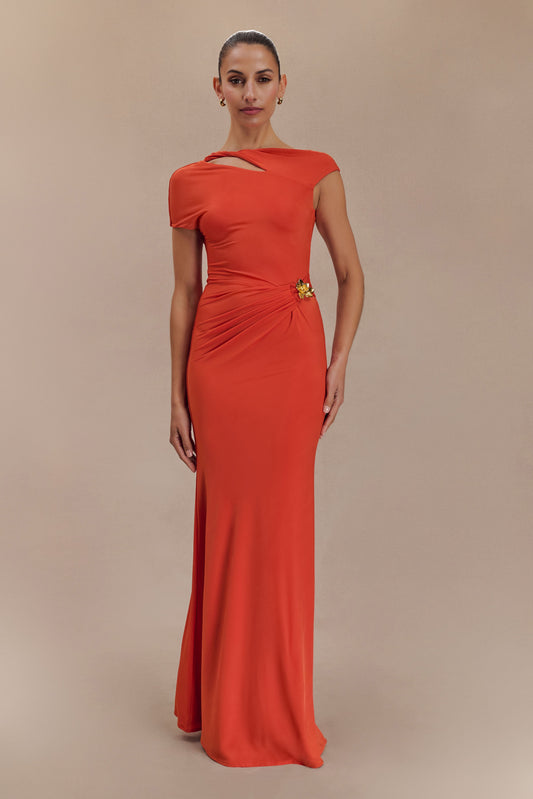 Slinky Maxi Dress With Hardware Burnt Orange