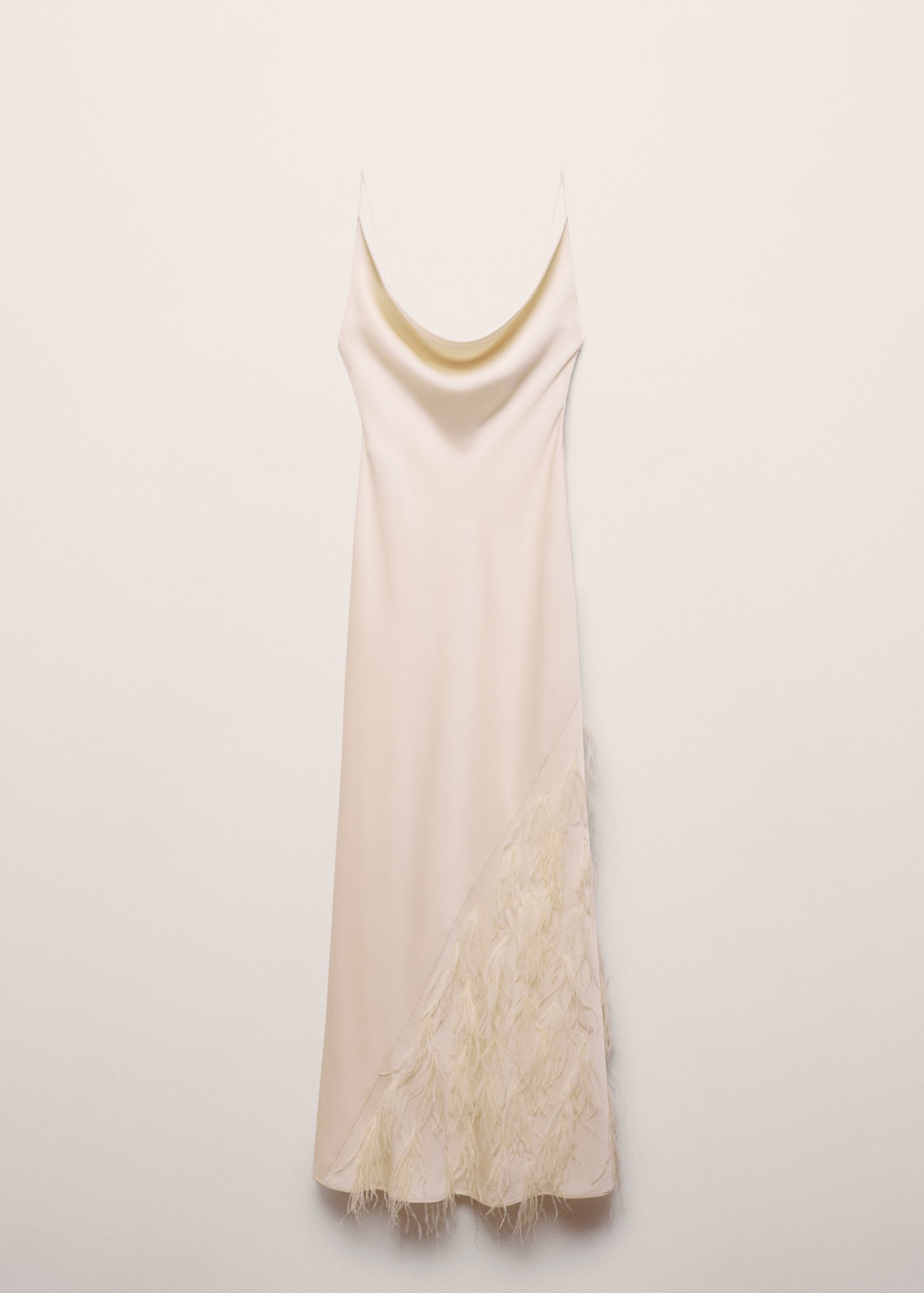 Slip dress with feather detail