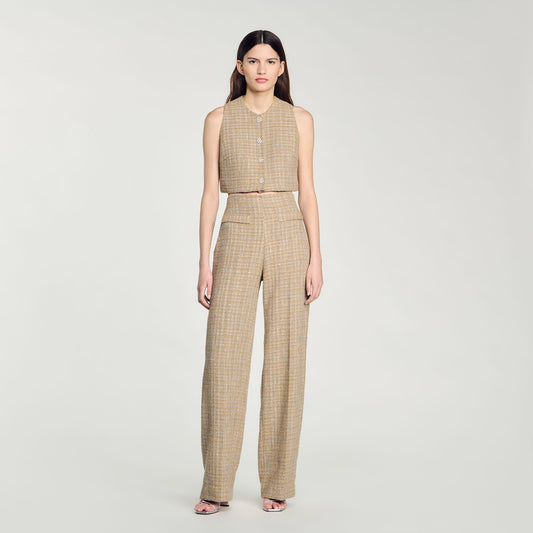 Straight leg tweed trousers