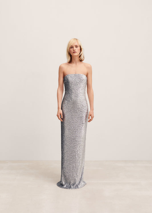 Strapless sequined dress