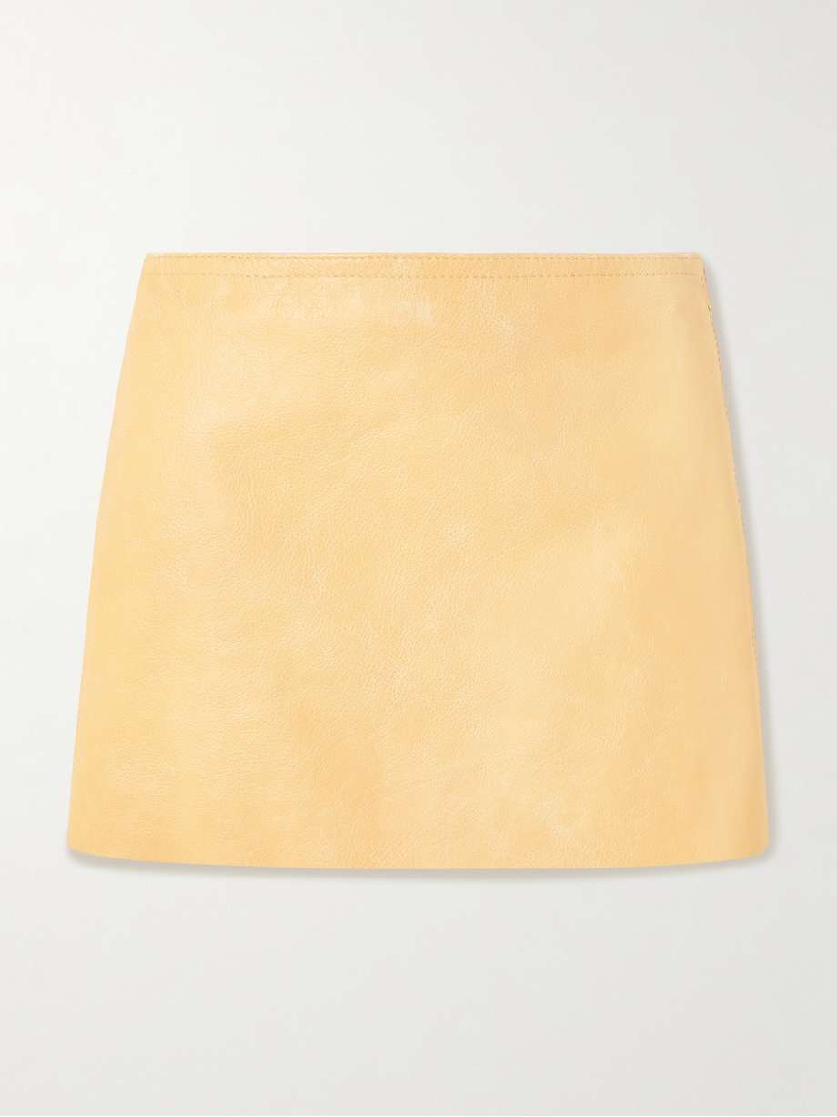 Textured leather mini skirt