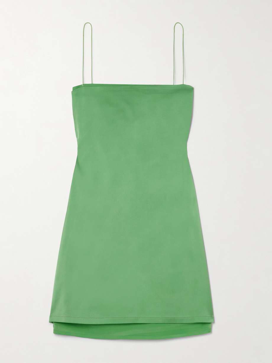 The Mia layered crepe de chine trimmed satin mini dress