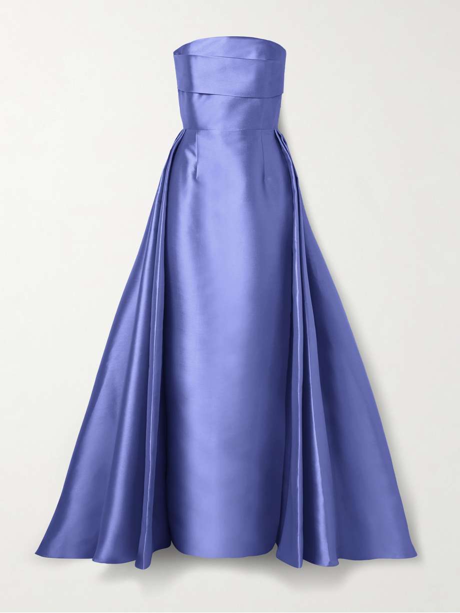 Tiffany strapless draped satin twill gown