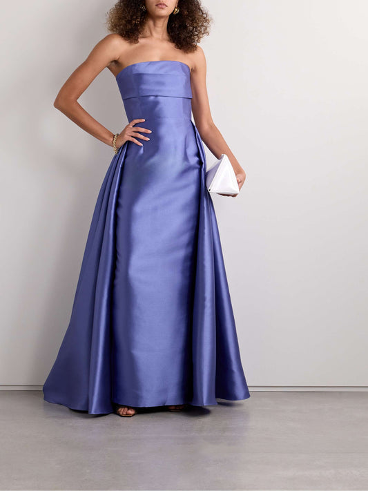 Tiffany strapless draped satin twill gown