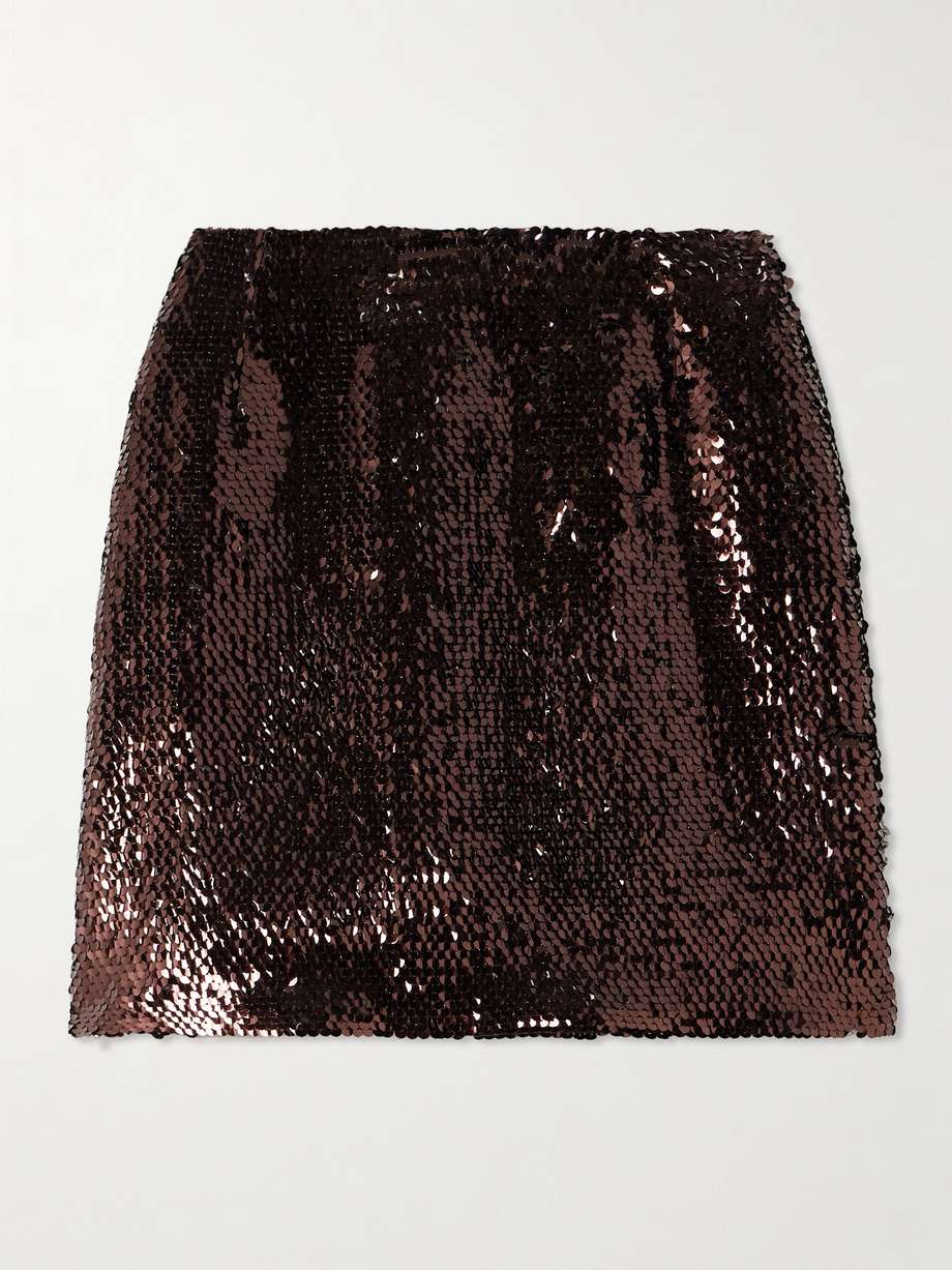 Tropicana Coci velvet trimmed sequined crepe mini skirt