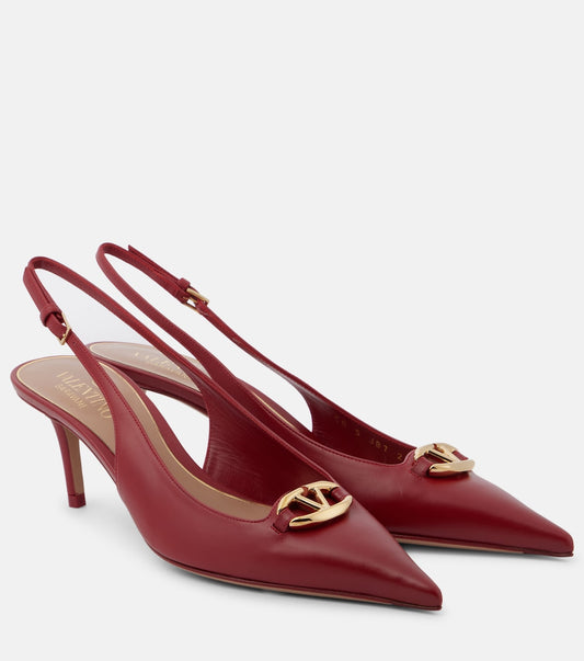 VLogo Signature leather slingback pumps