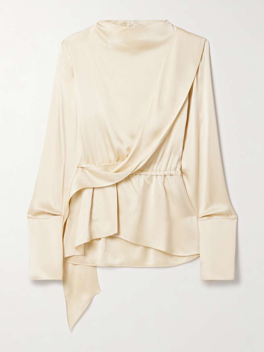 Vanguard Terry draped satin blouse