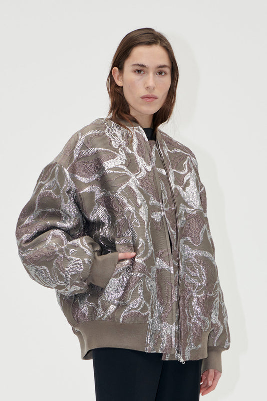 Volominous Bomber Jacket Abstract Foliage