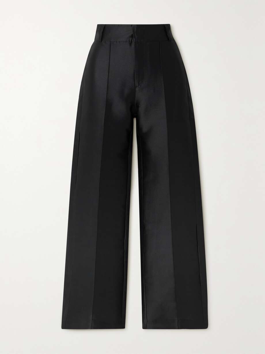 Yoshitomo pleated faille wide leg pants