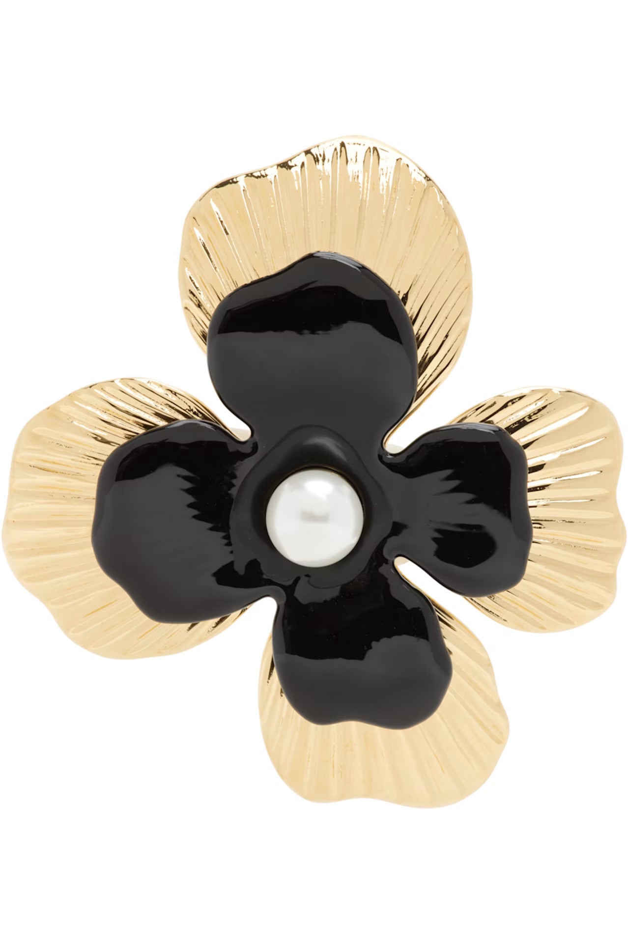 Gold & Black Fleur Brooch